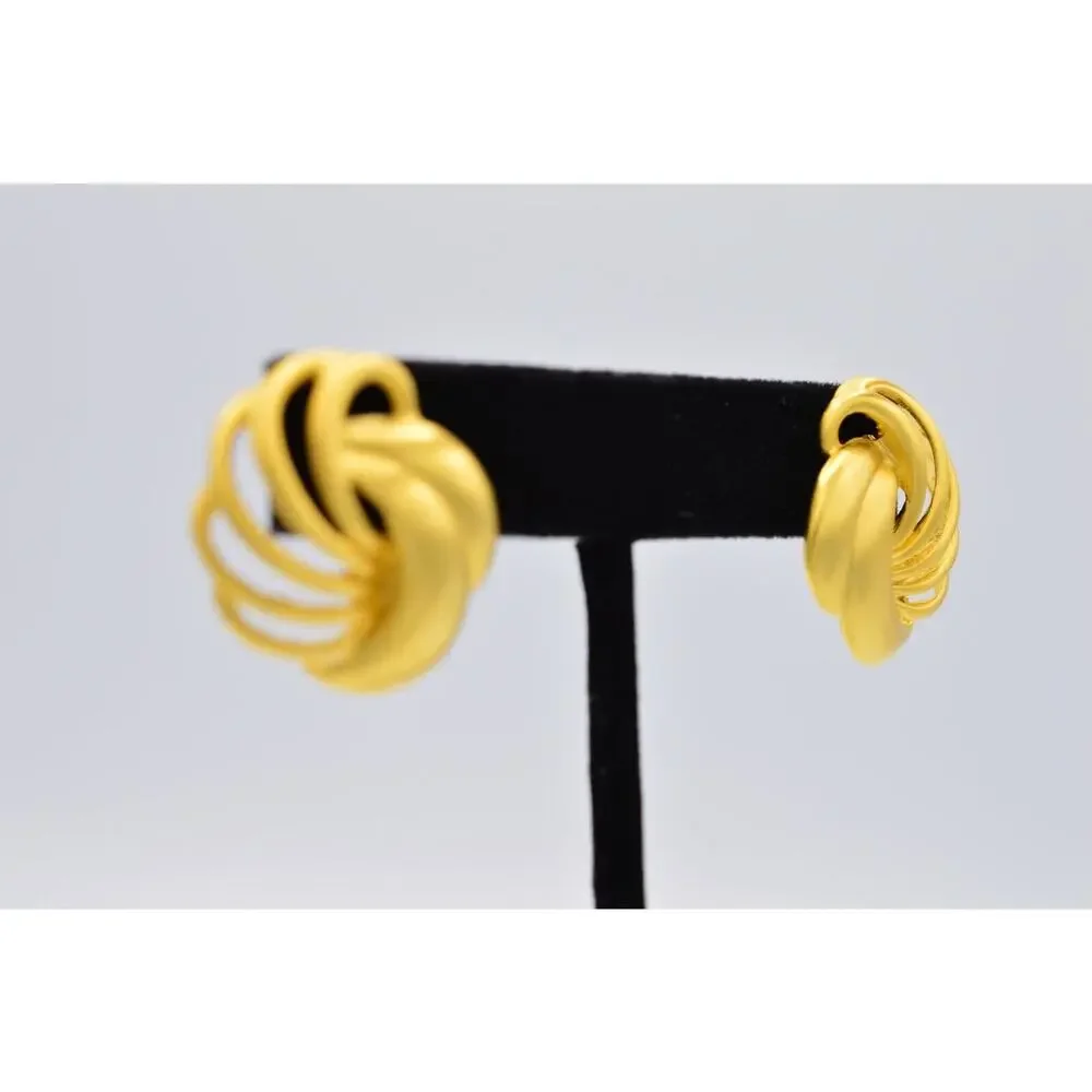 Express Vintage Statement Earrings Brushed Gold Abstract Chunky Signed 90s BinAB